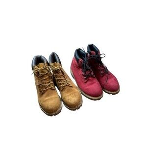 Timberland Boots Lot Red - Tan Nubuck Leather Suede Boys Size 5.5 EU 38 Womens 7
